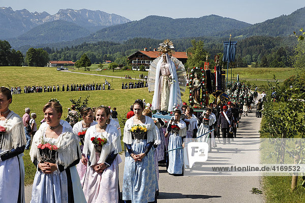 Feast of Corpus Christi procession Wackersberg Upper Bavaria Germany
