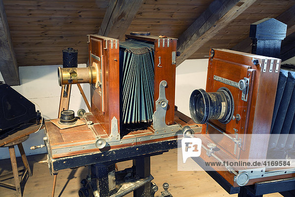 Old cameras in handicraft museum in Hillstett near Rötz   Upper Palatinate Bavaria Germany