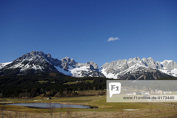 Panorama Wilder Kaiser bei Going  Tirol  Österreich  Europa
