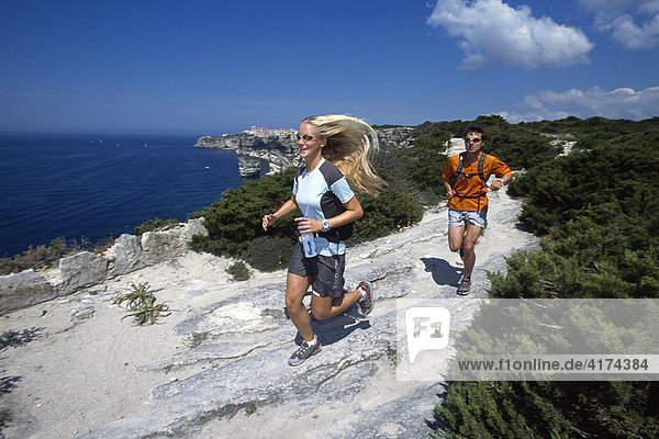 Jogging couple  Calvi  Corsica  France