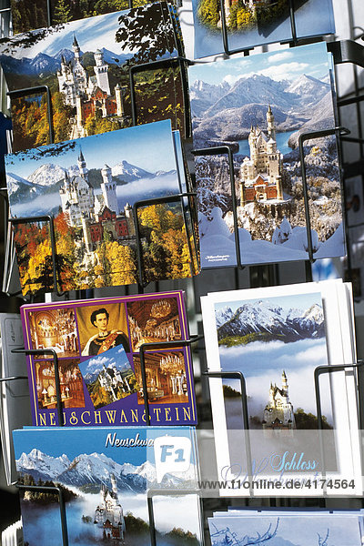 Postkarten  Schloss Neuschwanstein  König Ludwig-Tour  Allgäu  Bayern  Deutschland