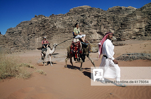 Camel ride  Wadi Rum  Jordan  Asia
