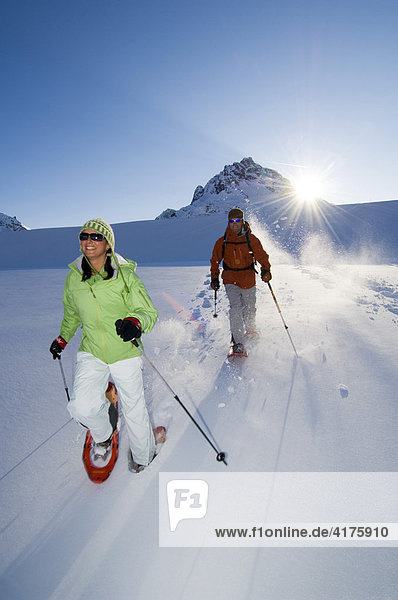Snowshoeing  Bieler Hoehe  Galtuer  Tirol  Austria  Europe