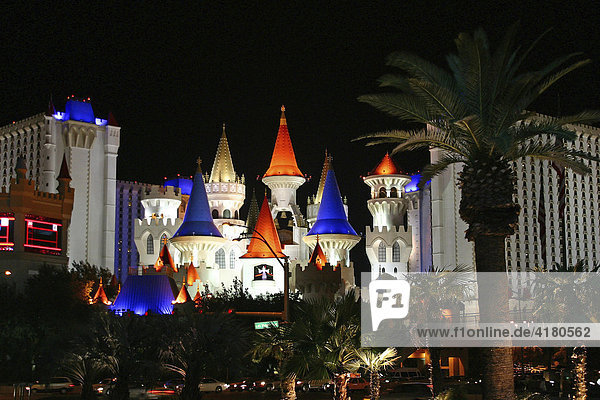 Excalibur Hotel at Night Las Vegas Nevada United States of America USA