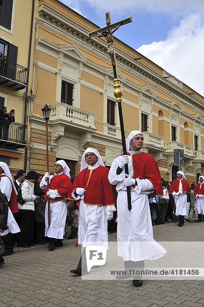Easter  Holy Week Procession  Pietraperzia  Sicily  Italy  Europe