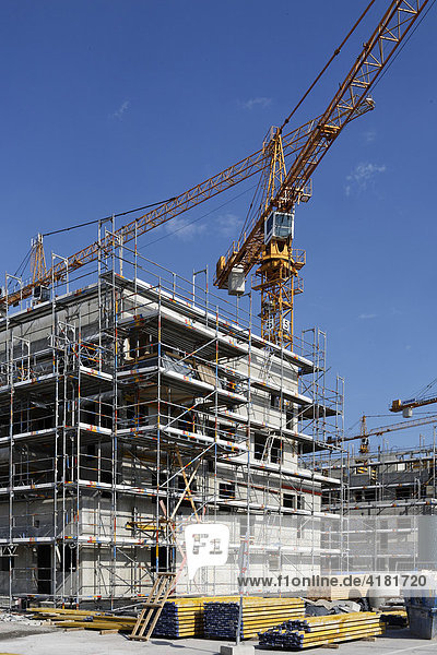 Construction site with crane  Munich  Bavaria  Germany