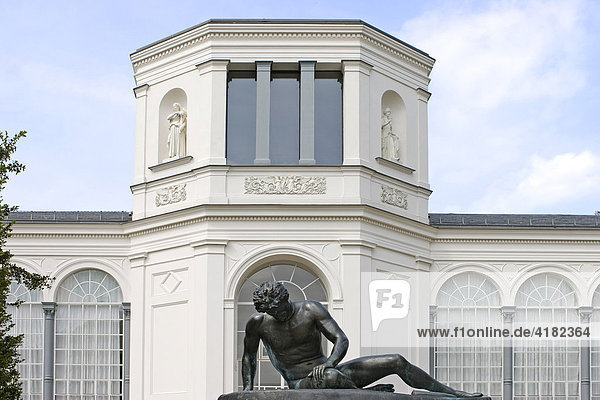 Sculpture of the Dying Gaul (replica) at an orangery in Putbus  Ruegen Island  Mecklenburg-Western Pomerania  Germany