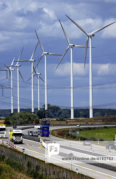 Windpark at the freeway Autobahn A13