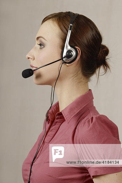 Young woman with headset