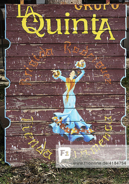 Wooden sign  La Quinta Restaurant  El Rocio  Andalusia  Spain
