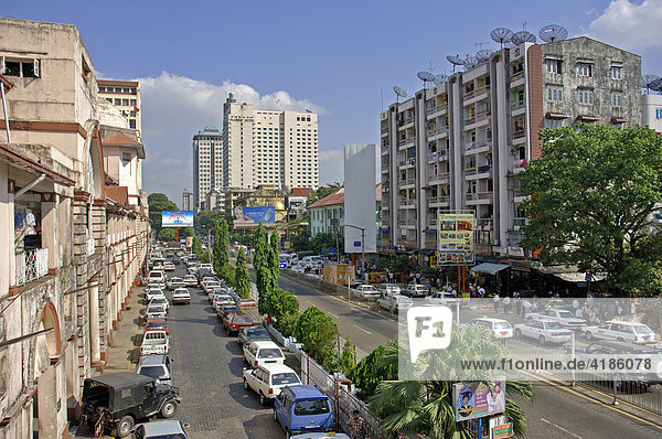 Bogyoke Aung San Road in Yangon  Rangon  Myanmar  Burma