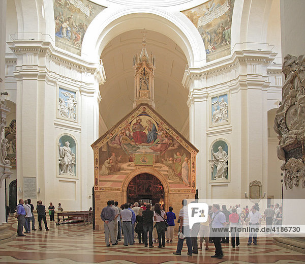 Sanctum (chapel) of Portiunkula in the basilica Santa Maria degli Angeli near Assisi  Umbria  Italy