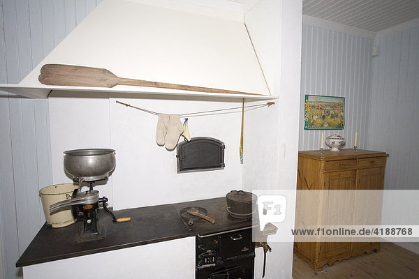 Nachgebaute Küche aus dem Geburtshaus von Astrid Lindgren - Ausstellung in Astrid Lindgrens Garden in Vimmerby  Schweden