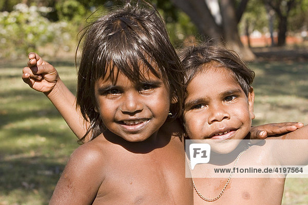 Aborigine children  Lombadina Aborigines Community  Dampier Peninsula  Western Australia  WA  Australia
