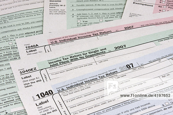 Steuererklärungsvordrucke  Formulare  USA