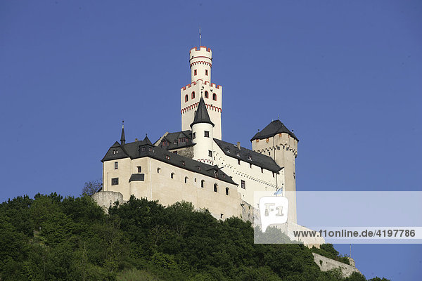 The Castle Marksburg in the Top of the Rhine Valley near Braubach  Rhineland-Palatine  Germany
