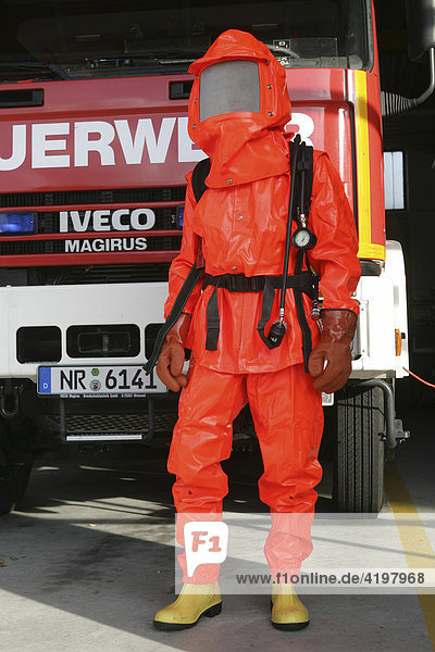 Firefighter with an protective clothing