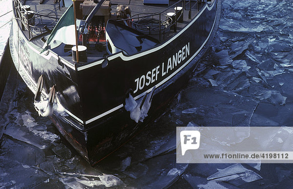 Icebreaker Josef Langen at the moselle river in Rhineland-Palatine germany