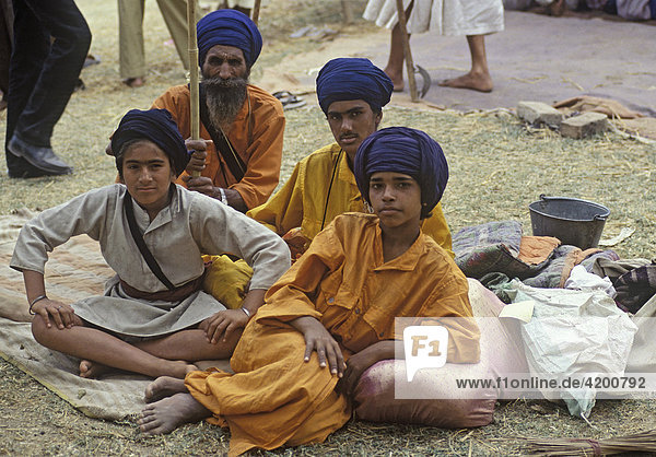 3 young and one elder Nihang Anandpur Sahib  Punjab  India