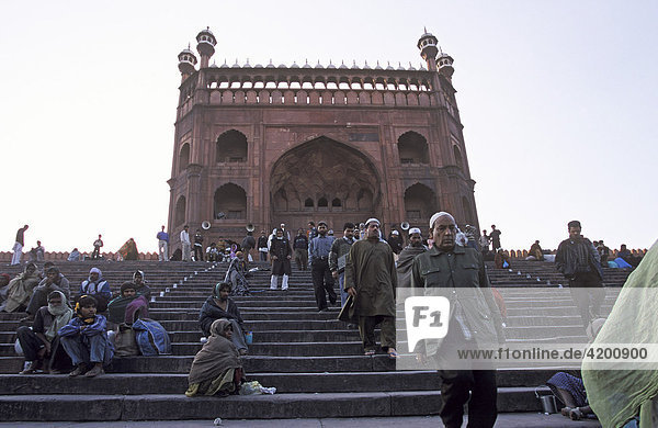 Treppe zu Haupteingang der Jama Masjid  Old Delhi  Indien  Südasien  Asien