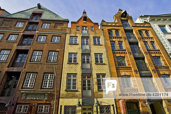 Historic houses along Cremon Street in Hamburg  Germany  Europe