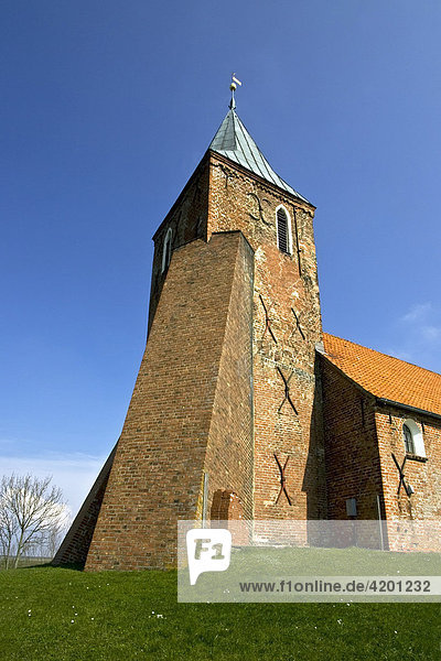 St. Stephanus Kirche in Westerhever  Halbinsel Eiderstedt  Nordfriesland  Nordseeküste  Schleswig-Holstein  Deutschland  Europa