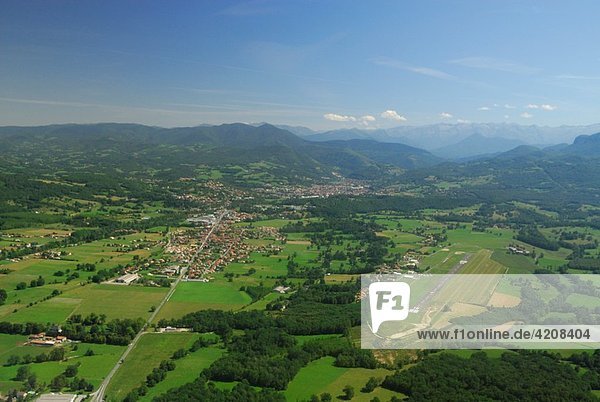 Aerial view of Saint Girons valely  Ariege  Midi-Pyrenees  France