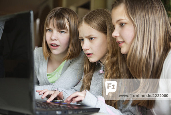 Three friends at the computer