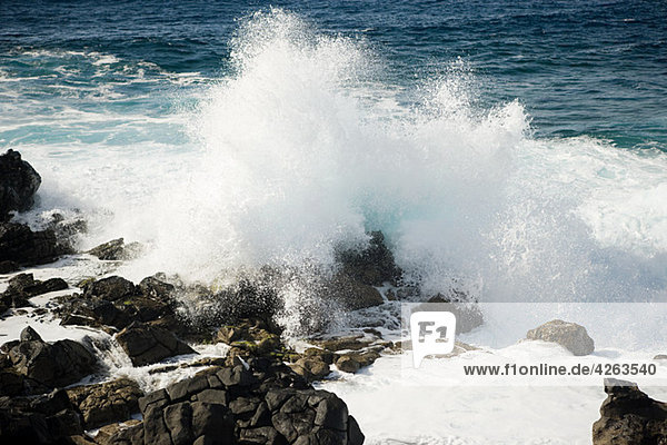 Meereswellen und Felsen  La Caleta  Lanzarote