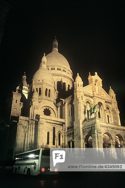 Frankreich,  Paris,  Montmartre,  Sacre Coeur bei Nacht