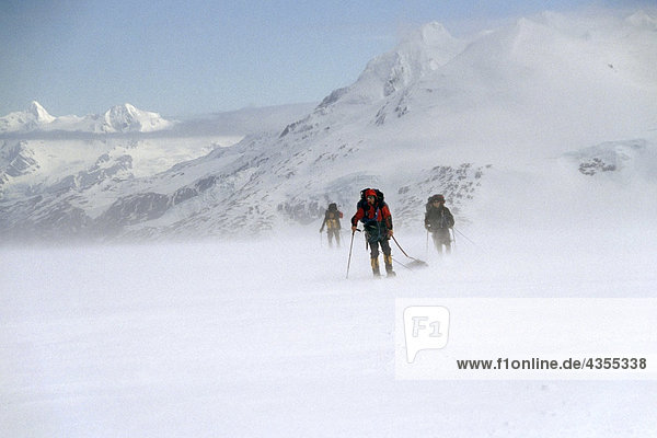 Bergsteiger Murray Schneefeld im Blizzardes Südgeorgien Insel antarktischen Sommer durch