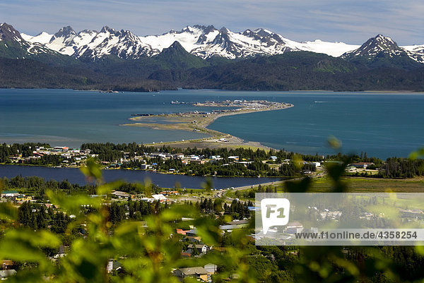 Landschaftlich schön landschaftlich reizvoll Berg Sommer Stadt Ignoranz Ansicht Süden Kenai-Fjords-Nationalpark Homer Alaska Kachemak Alaska Alaska Bucht