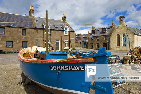Johnshaven  Great Britain  Scotland  Europe  village  houses  homes  boat  fishing boat