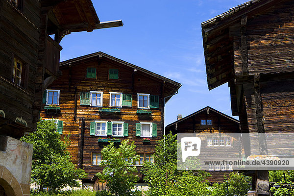 Ernen  Switzerland  Europe  canton Valais  village  houses  homes  timber houses Kanton Wallis