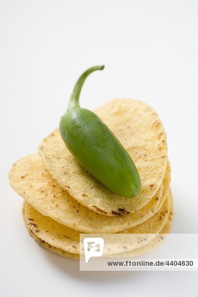 Tortilla Chips mit grünen Jalapeno chilli