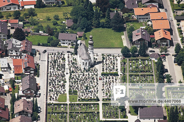Germany  Bavaria  Mittenwald  Aerial view of village