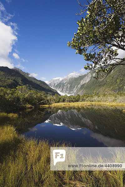 Neuseeland  Südinsel  Blick auf den Weastland Nationalpark mit Peter's Pool und franz josef glacier
