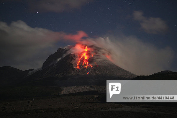 Montserrat  Caribbean  Soufriere hills volcano erupting