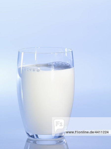 Milchglas auf blauem Grund  Nahaufnahme