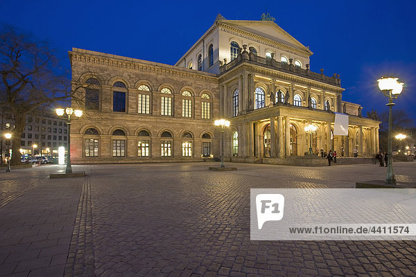 Germany  Hannover  View of illuminated opera house at night