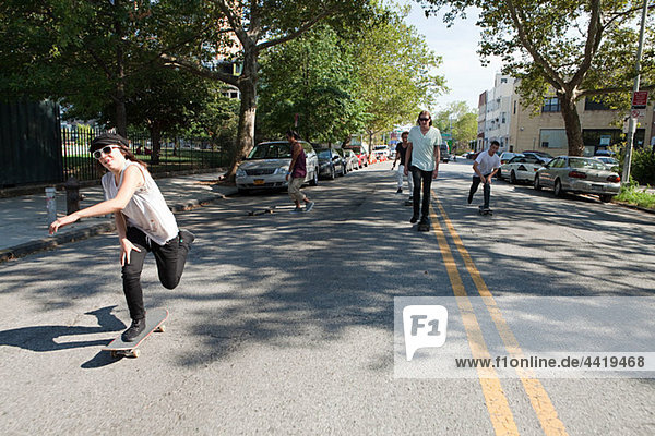 Skateboarder an urban street