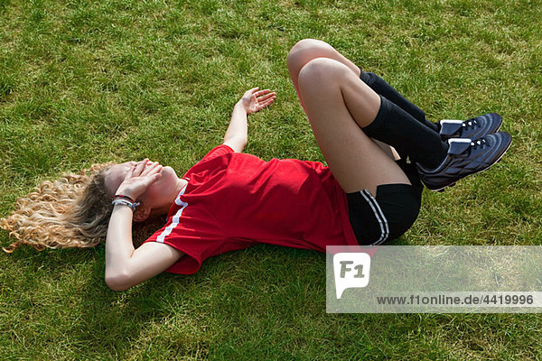 Girl soccer player with injury