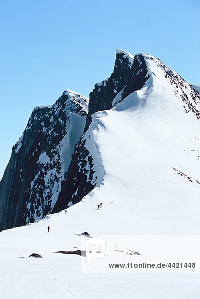 Distant view of climbers on mountain