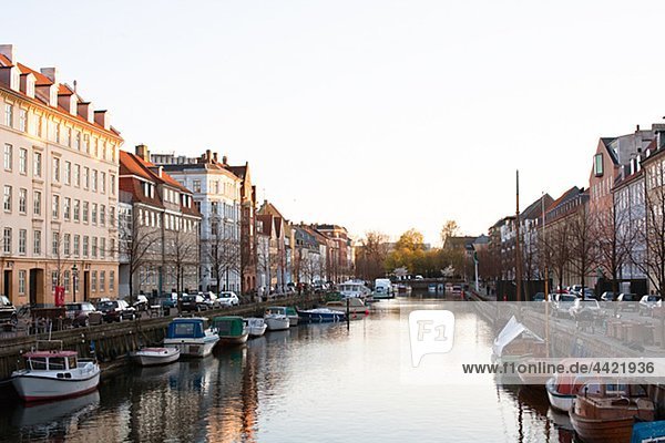 Houses along canal in Copenhagen  Denmark