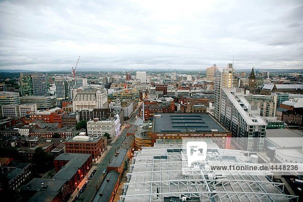 The skyline of Manchester  England  UK