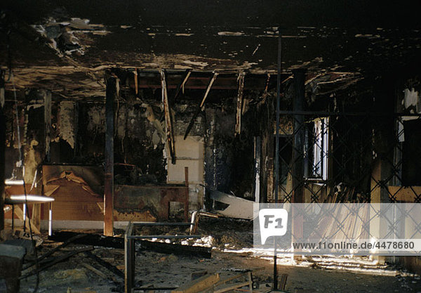Detail eines verbrannten Innenraums
