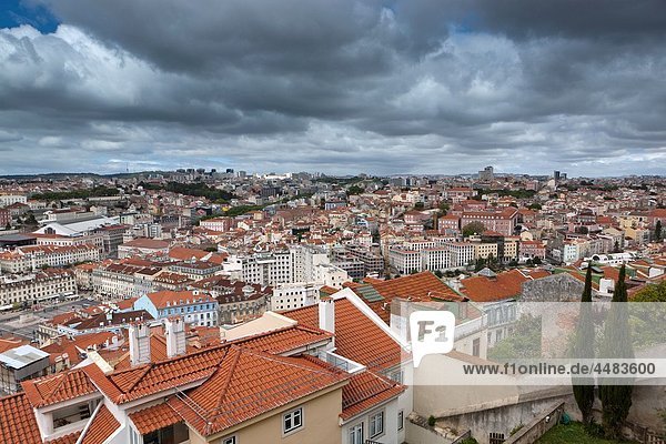 Lisboa view over city from Castelo de Sao Jorge Portugal Europe