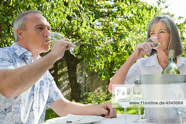 Reife Paare trinken Wein