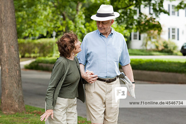 Senior couple in neighborhood