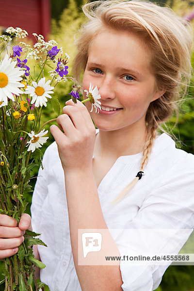 Portrait Jugendlicher Blume Bündel Mädchen